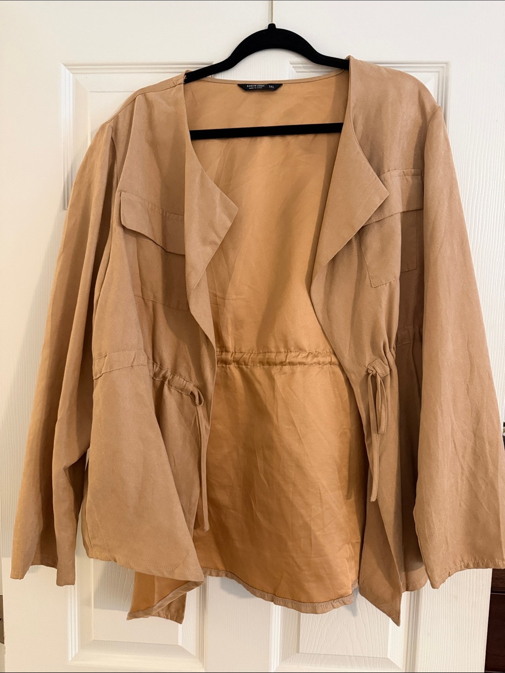 SHEIN Tan Drawstring Lightweight Trench Jacket